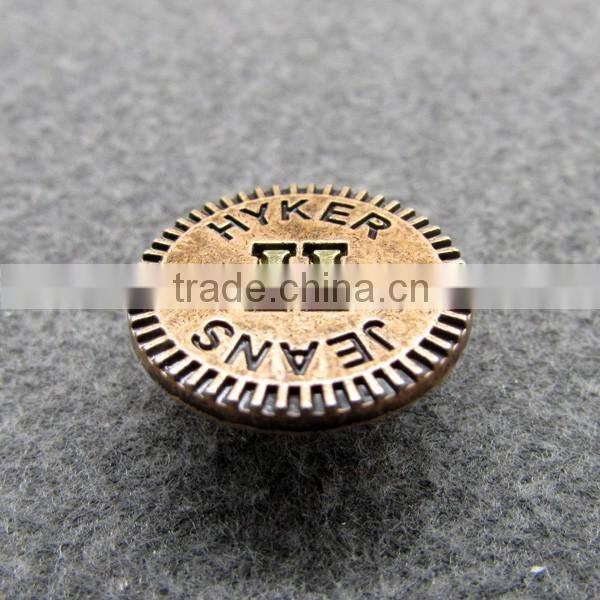 custom made logo antique copper jeans button
