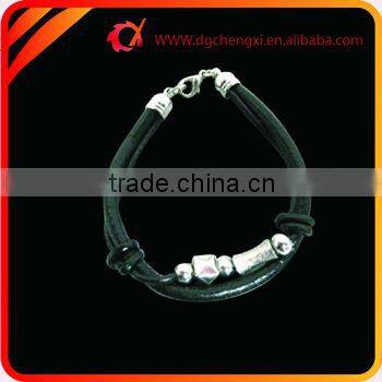 Cool Design Handmade Black Leather Bracelet