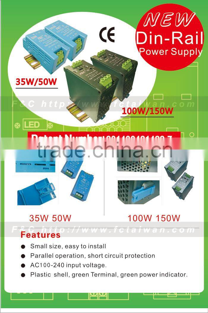 FP500D-24MDA 500W 24Vdc digital display Din-Rail Switch Power Supply with 100-120VAC or 200-240 VAC input