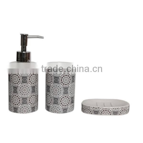Glaze ceramic 3pcs bathroom set, bathroom accessories