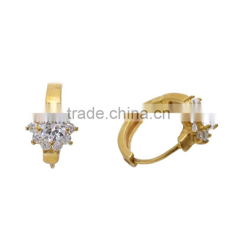 100 pairs new arrival beautiful gemstone flower design women's earrings fashion brass earring clip-on 19*9.5mm