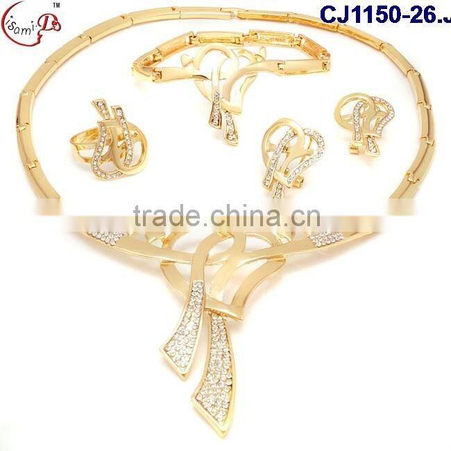 2016 top jewelry gold plating with rhinestone jewelry set wedding/evening party crystal jewelry set wholesale