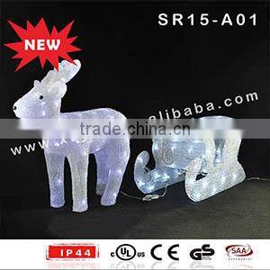Acrylic LED reindeer with sleigh sled decoration