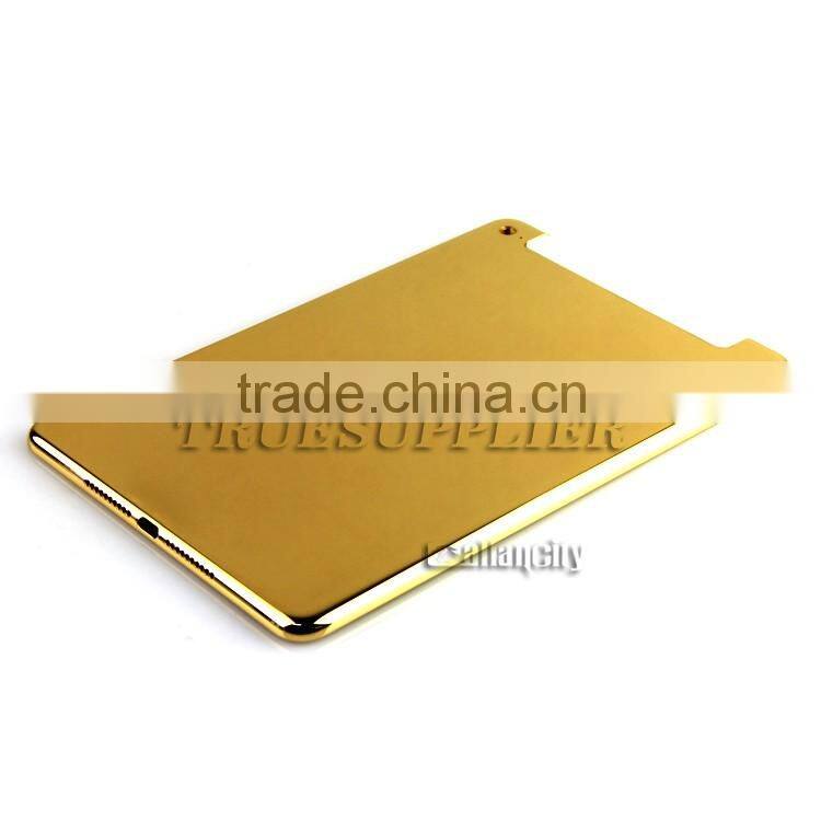 3 micron Luxury Dubai Gift Shiny 24kt gold plated back cover housing battery door for iPad mini 4 4G+wifi edition
