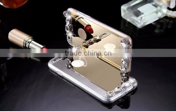 Mirror Luury Diamond Rhinestone TPU Case for iPhone 5 6 6s plus Soft Silicone Thin Protective Back Cover for Samsung Galaxy S6