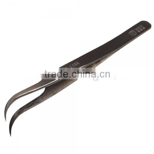BST-158A Highly Precise Stainless Steel Curved Tweezers Tool Dark Gray