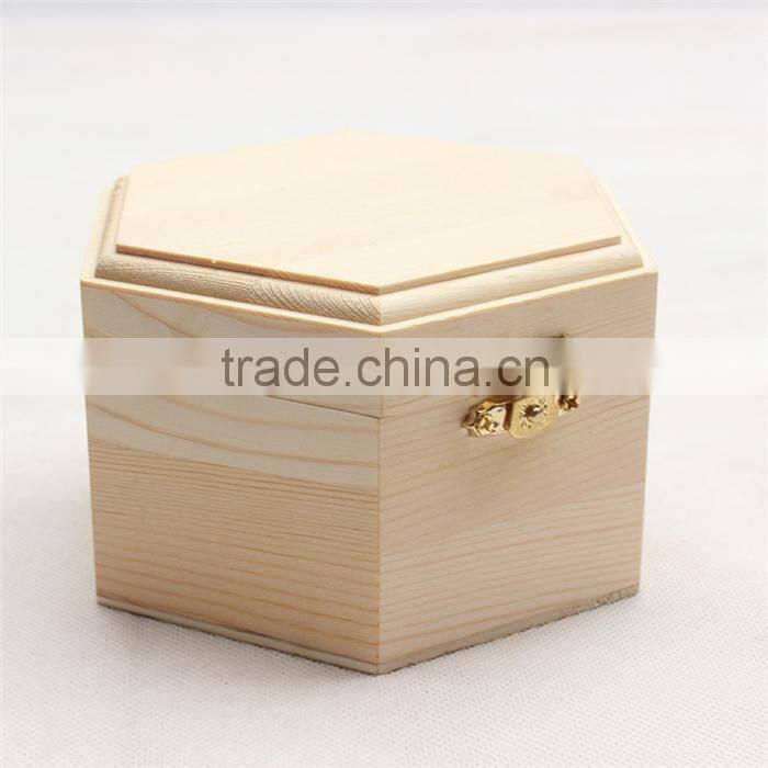 High quality dry pine hinged wood trinket box,handmade unfinished wood trinket box