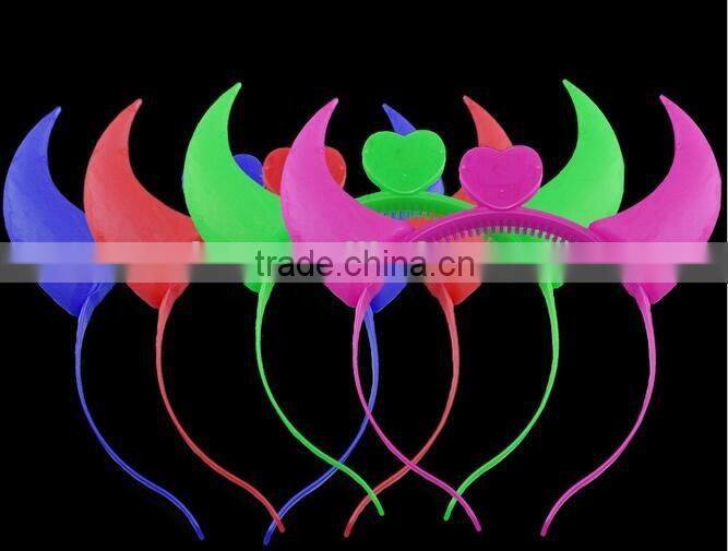 hot sale LED Hair Accessories Flash Ox horn Hairpin Headband for Halloween Party crazy party