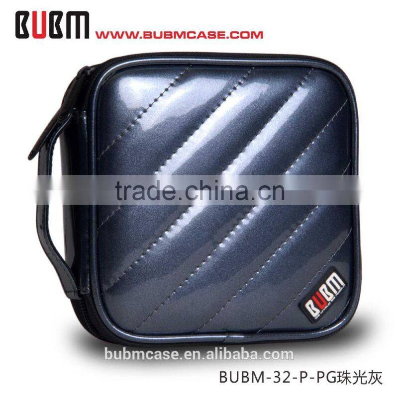 Grey BUBM 32 Capacity PU Leather Cover CD Case CD Box DVD Case CD-ROM Holder Car Disc Case