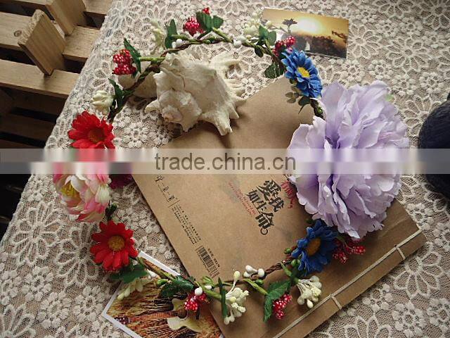 Artificial Hawaii Flower Bridal Party Woman Girls Flower Wreath Hair Accessory