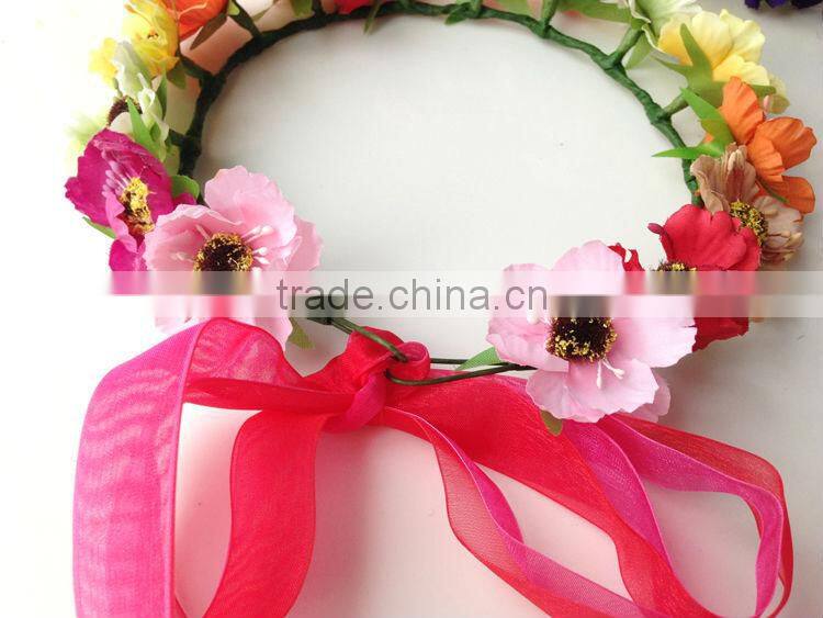 Colorful Flower Head Garland Small Cute Flower 100% Handmade Hawaii Head wreath