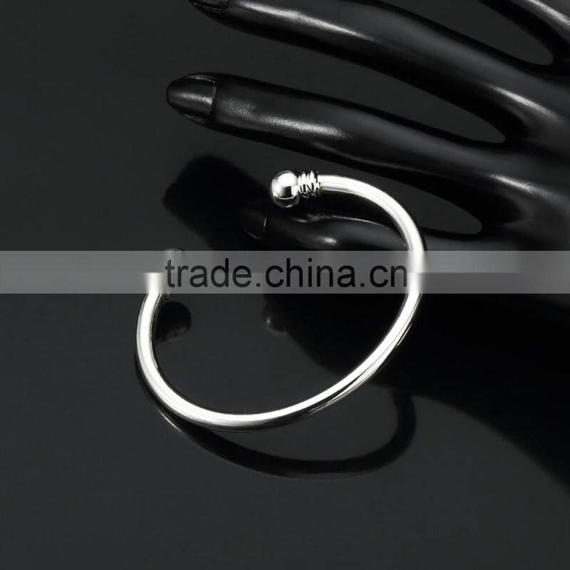 Women's New Arriva Cheap Silver Plated Open Double Beads Bangle for Best Gift