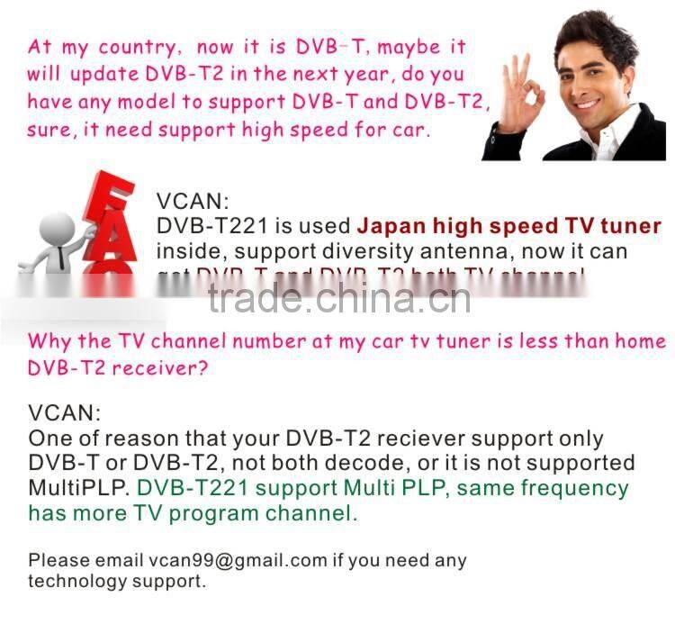 Car DVB-T2 DVB-T MULTI PLP Digital TV Receiver automobile DTV box DVB-T221