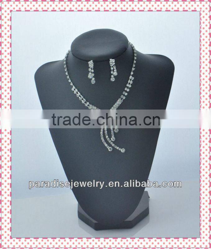 Fashion design Heart Alloy Plated Wedding Crystal Rhinestone Alloy Necklaces Earrings Jewelry Sets-NEW052102