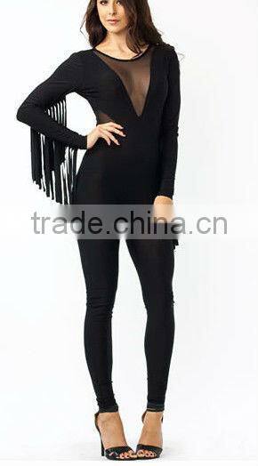 2016 Fashion Slim Fit Mesh Insert sex ladies jumpsuit