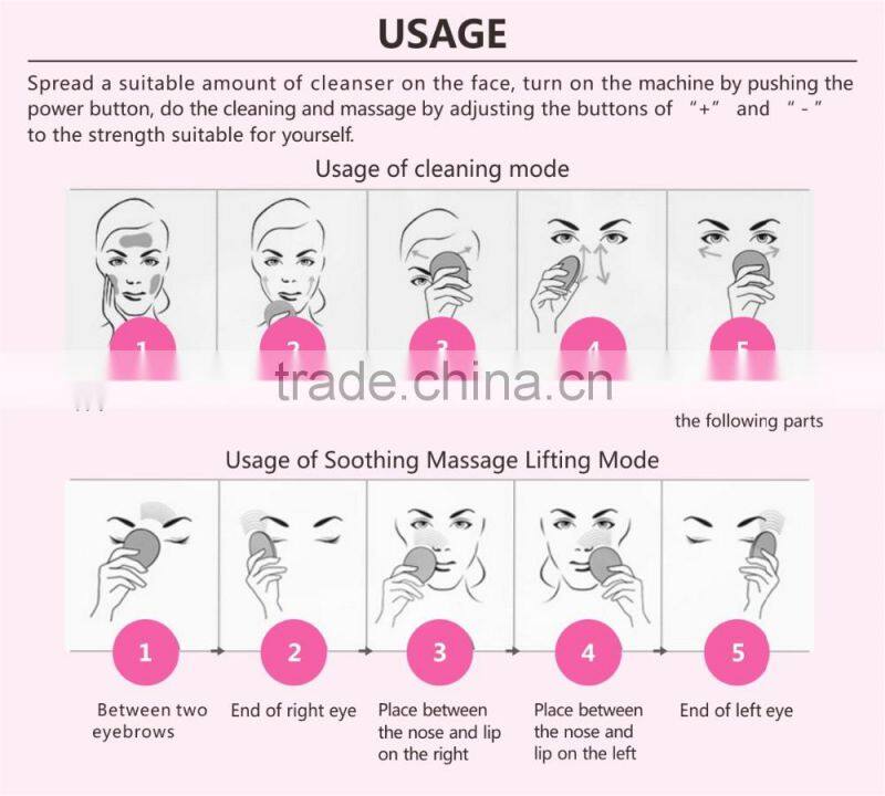 Bsonic led light rechargable electric silicone facial cleansing brush
