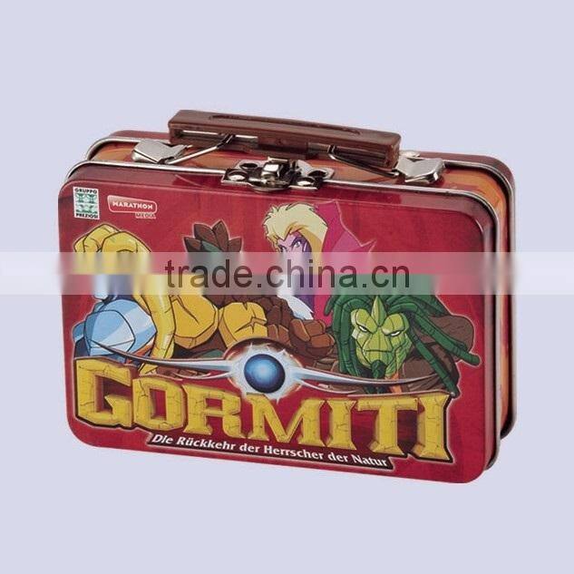 Cookie Use and Metal Material suitcase shaped metal tin lunch box with lock