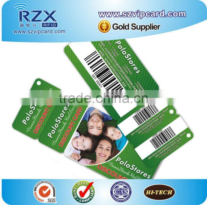Custom offset printing shaped plastic die cut PVC card with small key tag