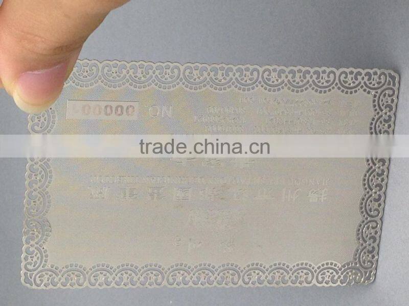 Cheap price Carved cut card silver metal business card