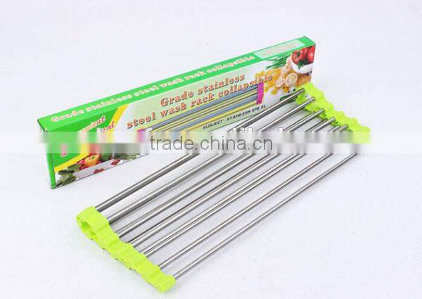 Foldable Stainless Steel Dish Drainer Drying Rack for Kitchen