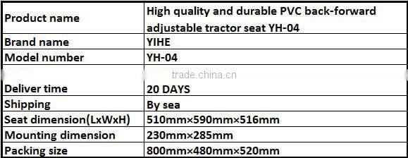 (YH-04)High quality and durable PVC back-forward adjustable tractor seat