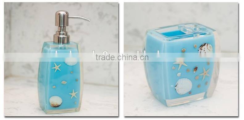 2015 Ocean Series shell Design Resin Bathroom Accessories Set , bathroom accessory set