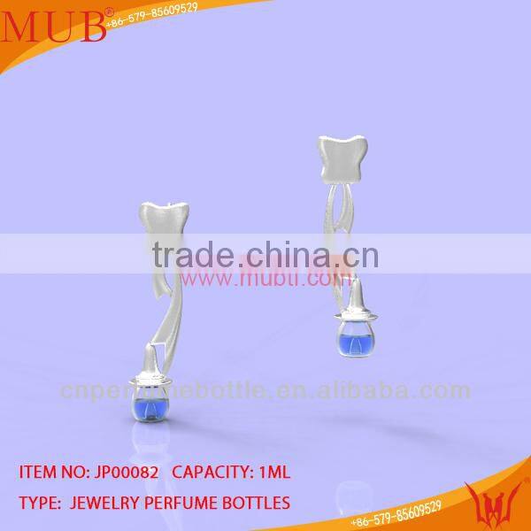 Glass Jewelry Silver Badge Shape Earring Glass Bottle