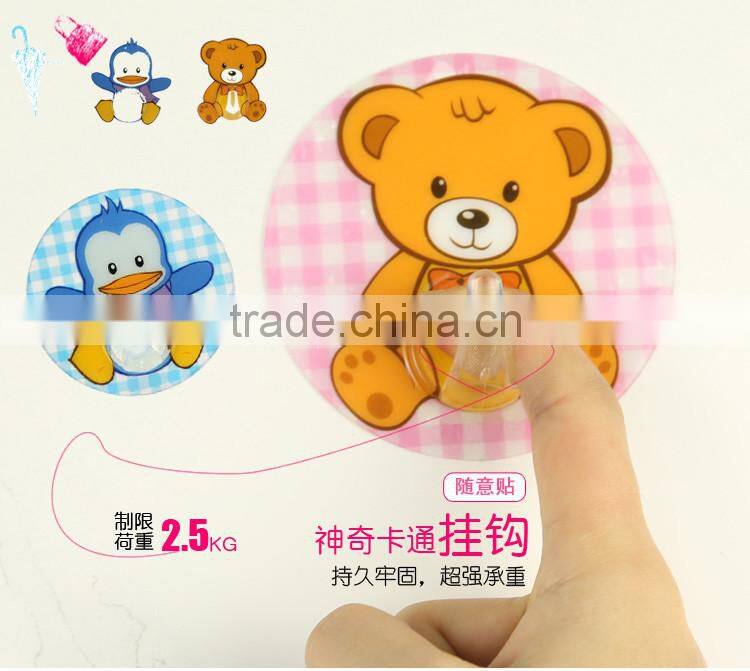 magic round shaped cartoon sticky hook pegs seamless pothook hanger