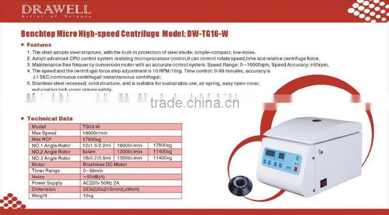 High speed micro laboratory centrifuge max speed 16000RPM