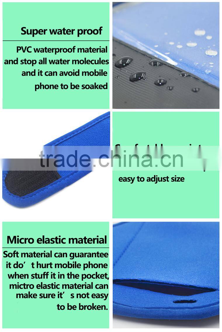 Waterproof mobile phone neoprene armband for running lycra armband LED armband case with key holder