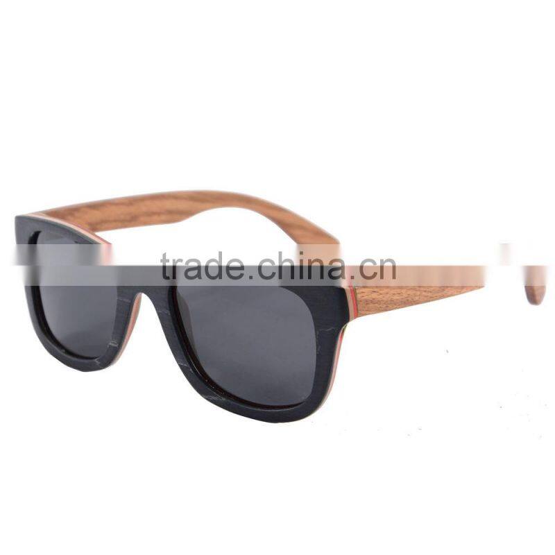 Custom engraving logo recycled skateboard wood sunglasses