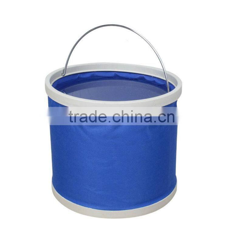 Car Travel Foldable Design Water Bucket Fish Pail Blue White 11L
