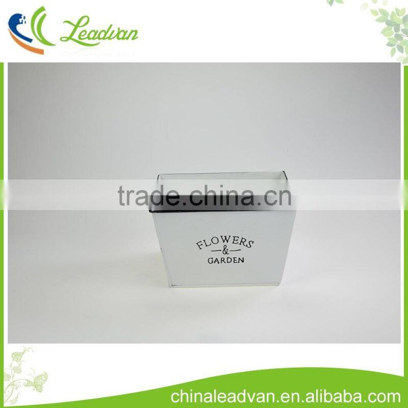 Wholesale reusable large white square galvanized metal flower pots and vases