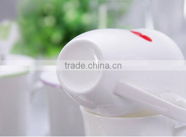 ceramic heart shaped tea cup with spoon & lid,Love Shape Ceramic Coffee Mug with Lid and Spoon Household