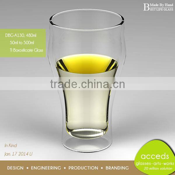 Different Shape Popular Borosilicate Handblown World Cup Beer Mug