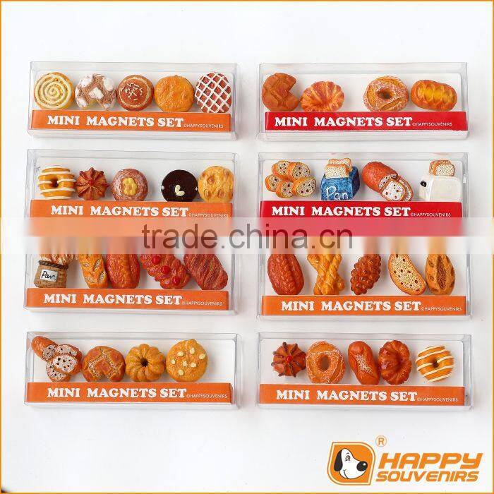 Polyresin fridge magnet miniature food series 3D cup cake and donut set