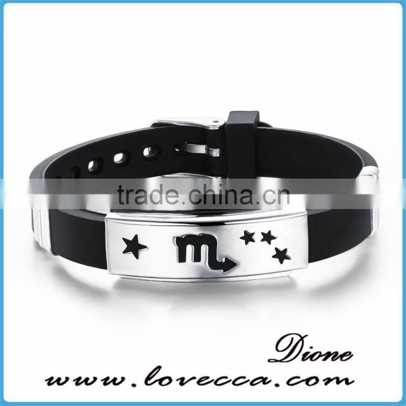 Wholesale stainless steel charm pu leather bracelet man