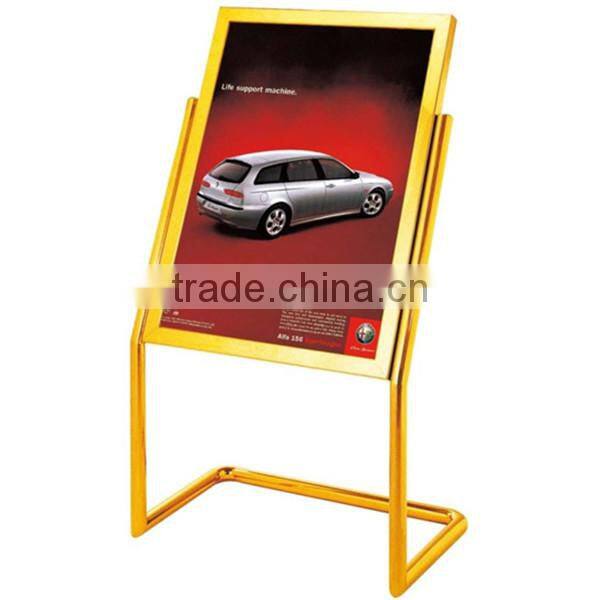 L shape golden frame hotel sign stand/ Elegant design metal sample signboard/ Eye catching large advertising shop billboard P-19