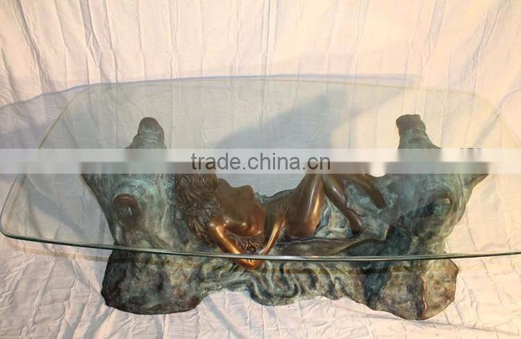 bronze foundry wholesale sexy woman bronze sculpture coffee table for sale