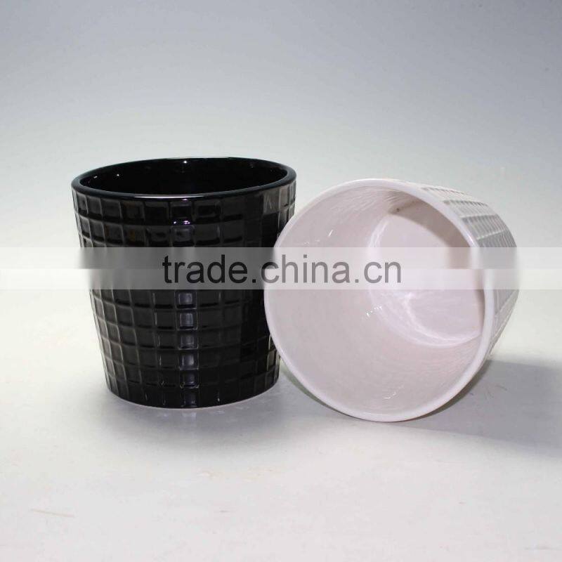 Set of 2 Modern Decorative Folded Design Small Ceramic Plant Pot Flower Planter