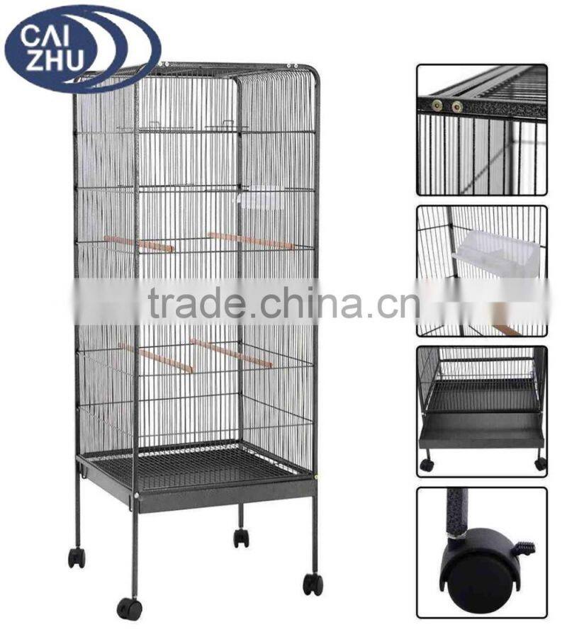 146cm Large Parrot Bird Cage Play Top w/Perch Stand Two Doors Aviary House