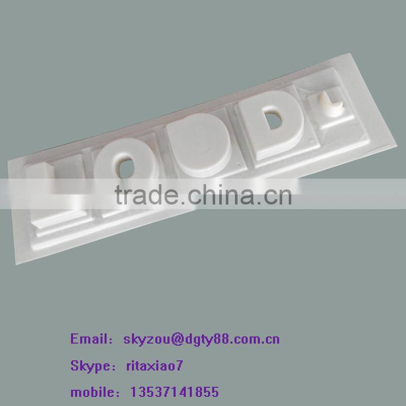 small vacuum formed thick film blister plastic advertising sign with word