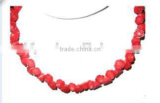 wholesale 17 inch 12mm red carved flower original coral beads necklace