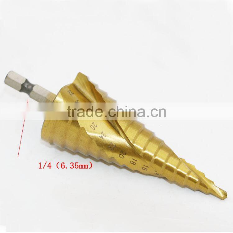 4-32mm Hex Shank TiN HSS Step Drill Bit