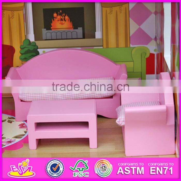 2016 luxurious children big wooden dollhouse kits W06A163-S
