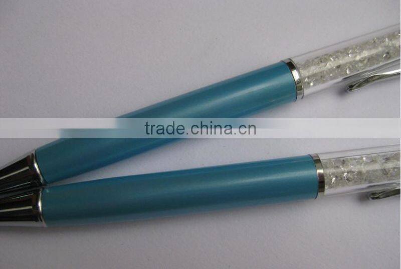 competitive price metal blue crystal diamond ball pen for wedding/promotion