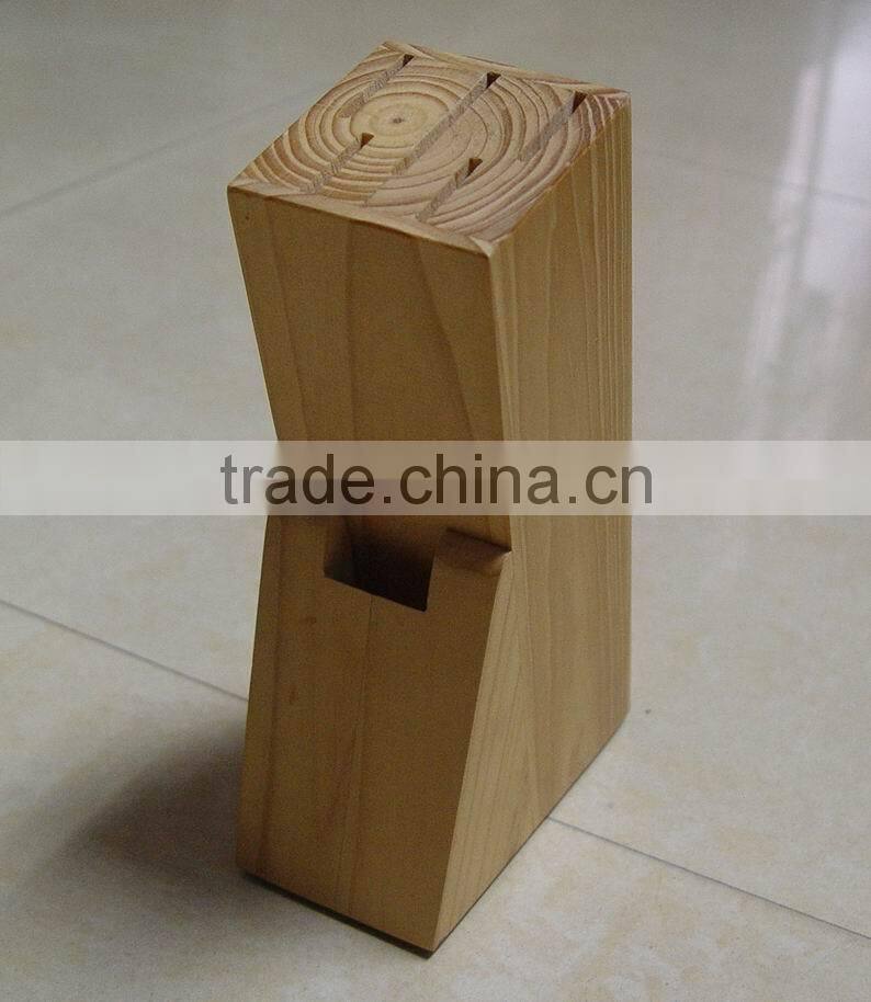 Regular 5- Slots Cheap Solid Pine wood Knife block, Stand, holder
