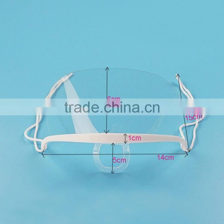Factory high quality good price clear plastic transparent face mask for food service,hotel and beauty salon in brazil market