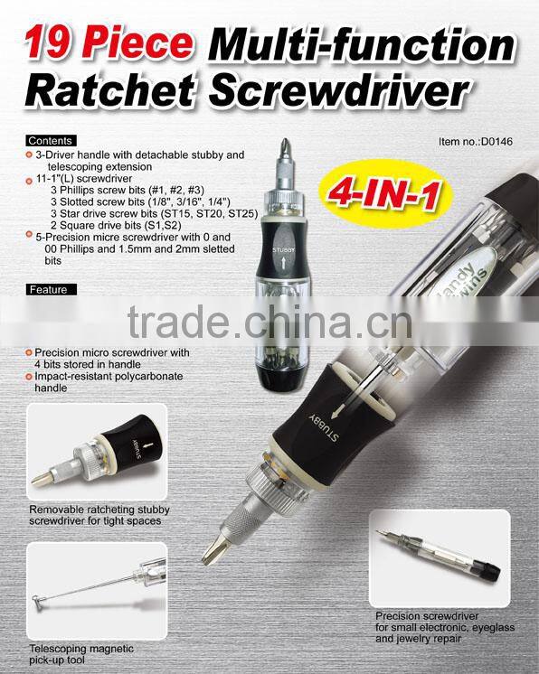 19 Piece Multi-function Ratchet Screwdriver