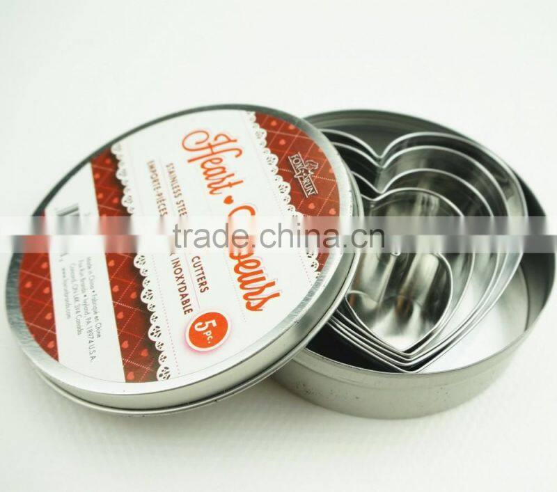 47097 5pcs heart shape stainless steel cookie cutter set